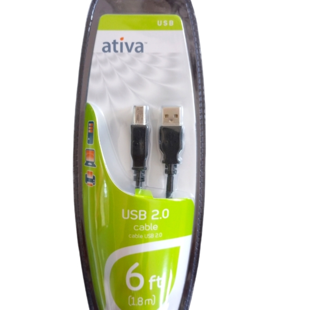Ativa USB 2.0 6 ft. Printer Cable, NWT